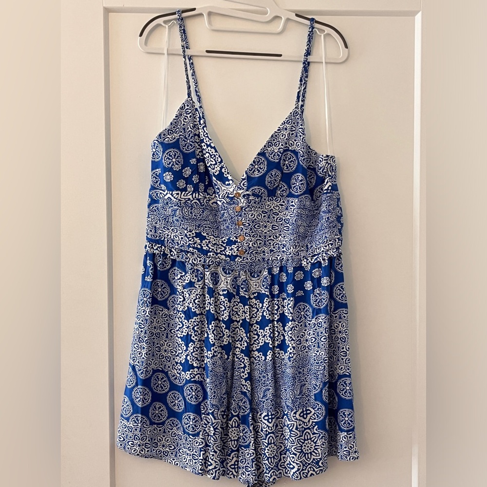 Blue and White Patterned Dress